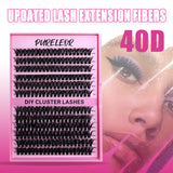 DIY Lash Extension Kit Volume Lash Cluster Lash Set 240PCS Individual Thick Eyelash Thin Band Cluster Lashes with Lash Bond and Seal Lash Applicator