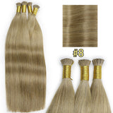 #8 Straight Fusion Hair I Tip Stick Keratin Machine Virgin Human Hair Extension 1g/s Pre-Bonded Natural 100% Real Hair